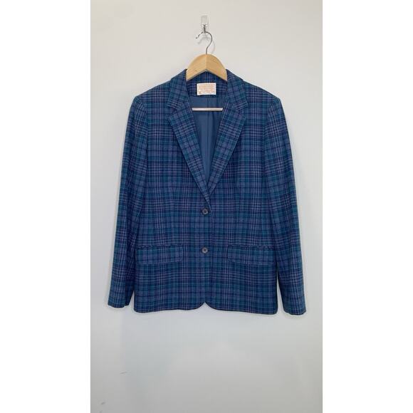 Vintage Pendleton Tartan Plaid 100% Pure Virgin Wool Blazer Jacket Womens M USA - Picture 1 of 10